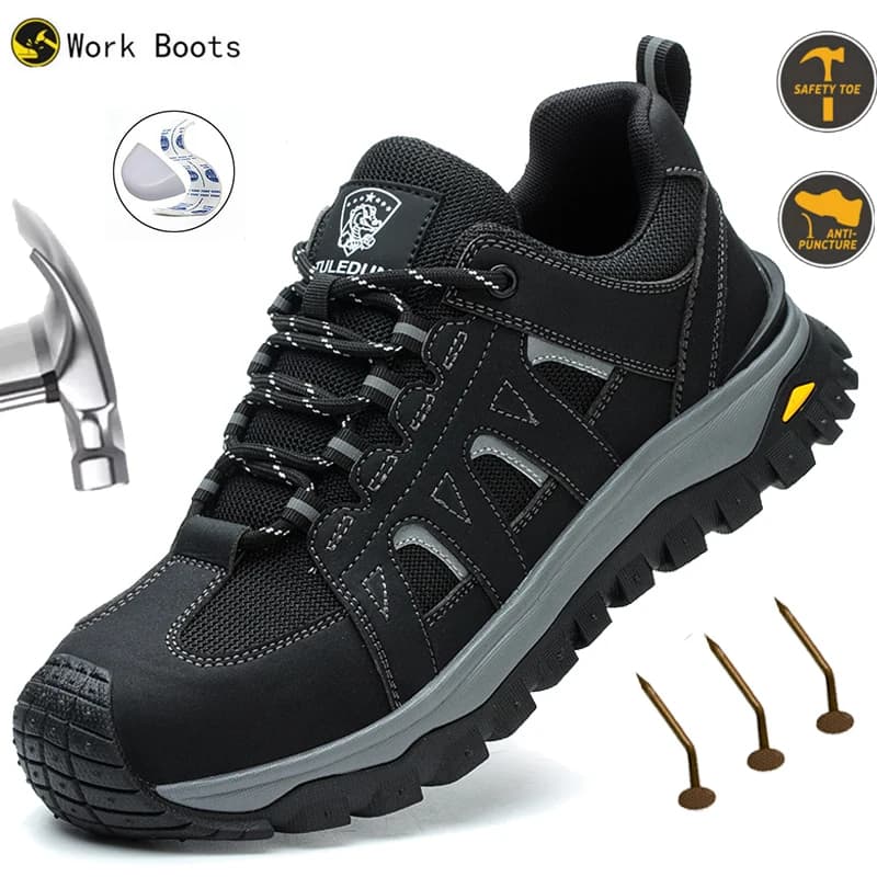 Scarpe antinfortunistiche da uomo Scarpe da lavoro con punta in acciaio Anti-smash Anti-puntura Scarpe indistruttibili Stivali protettivi Scarpe da lavoro per l'edilizia