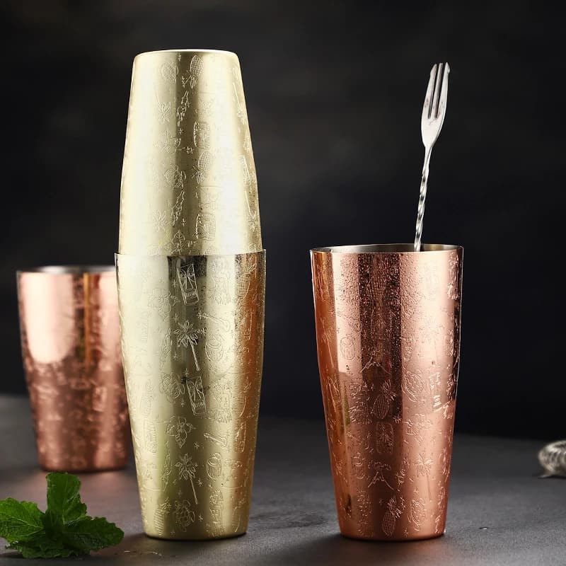 1 pz Boston Cocktail Shaker con motivo inciso Bar Cocktail Shaker Tin Set Bar Tool