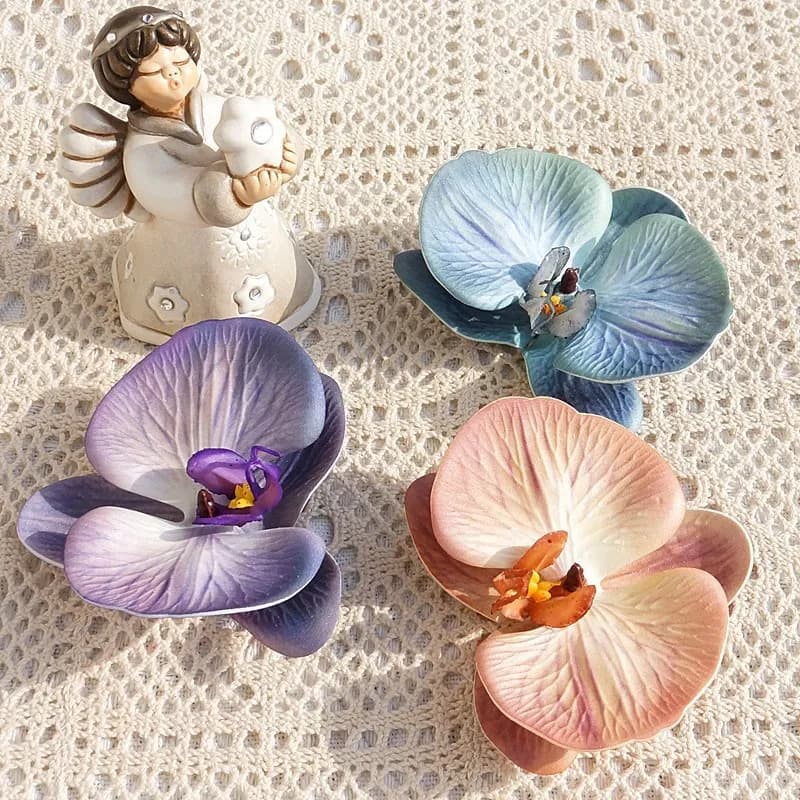 Grande simulazione fiore Silicone cotone stampa 3D farfalla orchidea testa fai da te Eith mano regalo copricapo decorazione di abbigliamento per la casa