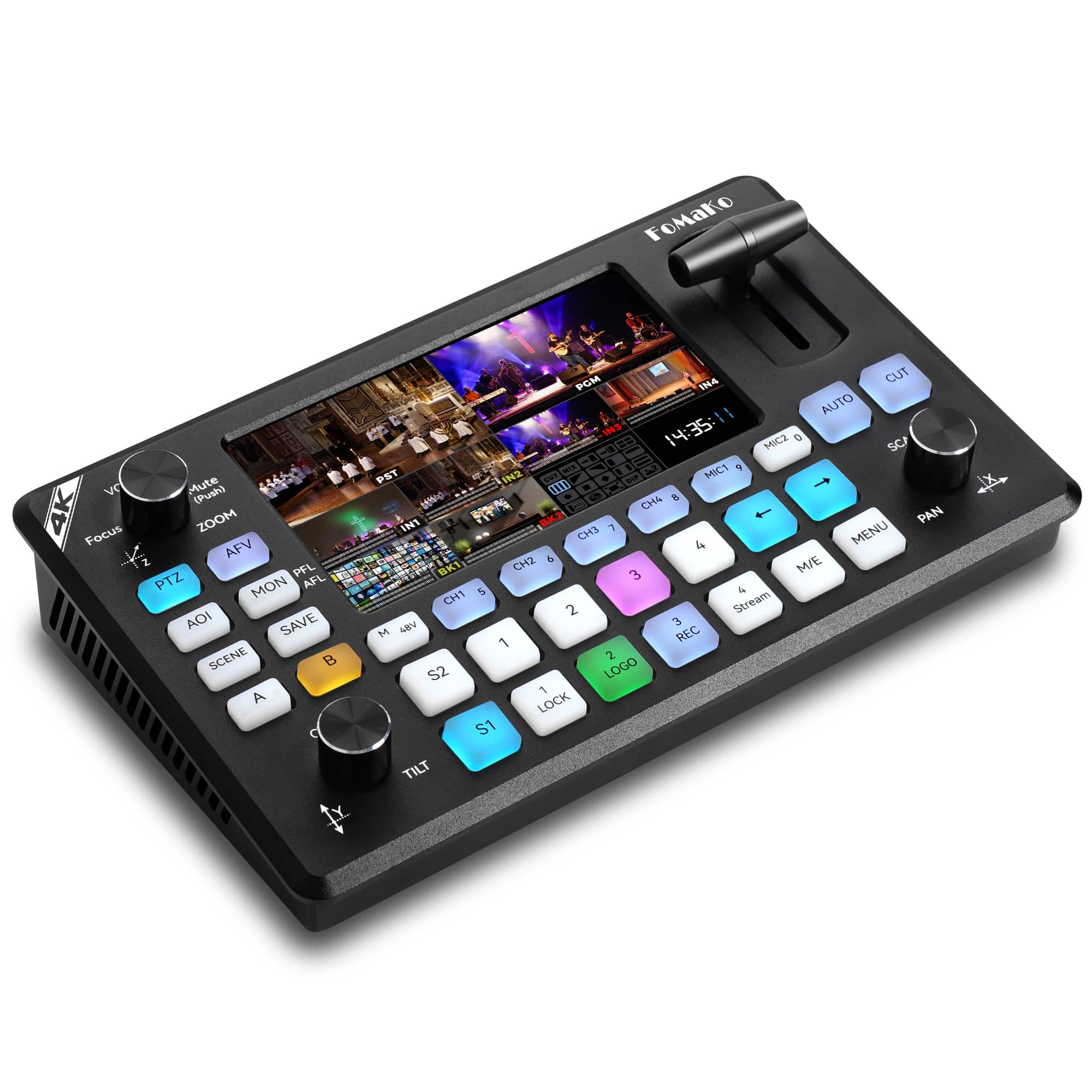Switcher mixer video HDMI 4K, schermo LCD FHD da 5,5 pollici, commutatore per streaming live HDMI a 4 canali, ingresso 4K 60FPS, uscita 1080p 60FPS
