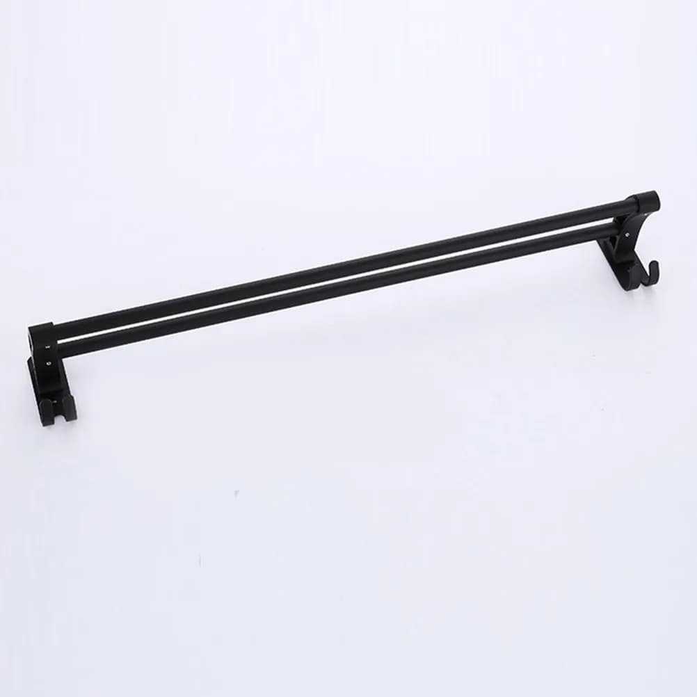 Portasciugamani Doppio in Alluminio Nero Spaziale, Montaggio a Parete per Bagno, Cucina, Camera da Letto, Armadio, Resistente alla Ruggine, Finitura Spazzolata