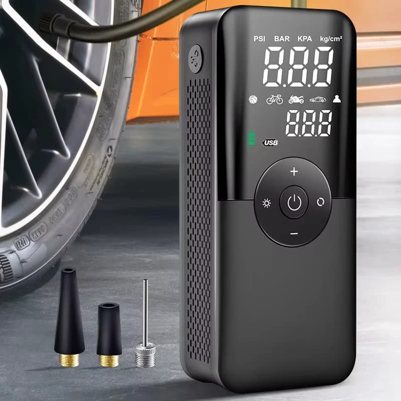 CARSUN Pompa d'aria ricaricabile Gonfiatore per pneumatici Compressore portatile Gonfiatore per pneumatici per auto cordless digitale per palline da bicicletta per moto