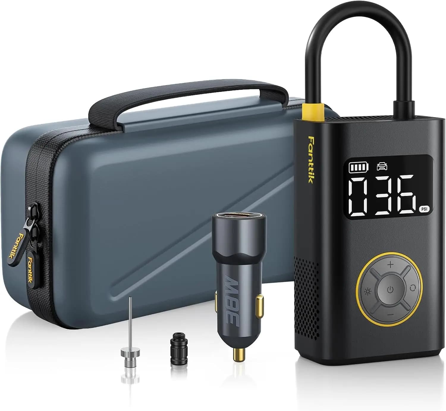 Compressore d'Aria Portatile, Gonfiaggio Rapido in 1 Minuto, Manometro Digitale, 150PSI per Auto, Biciclette, Moto