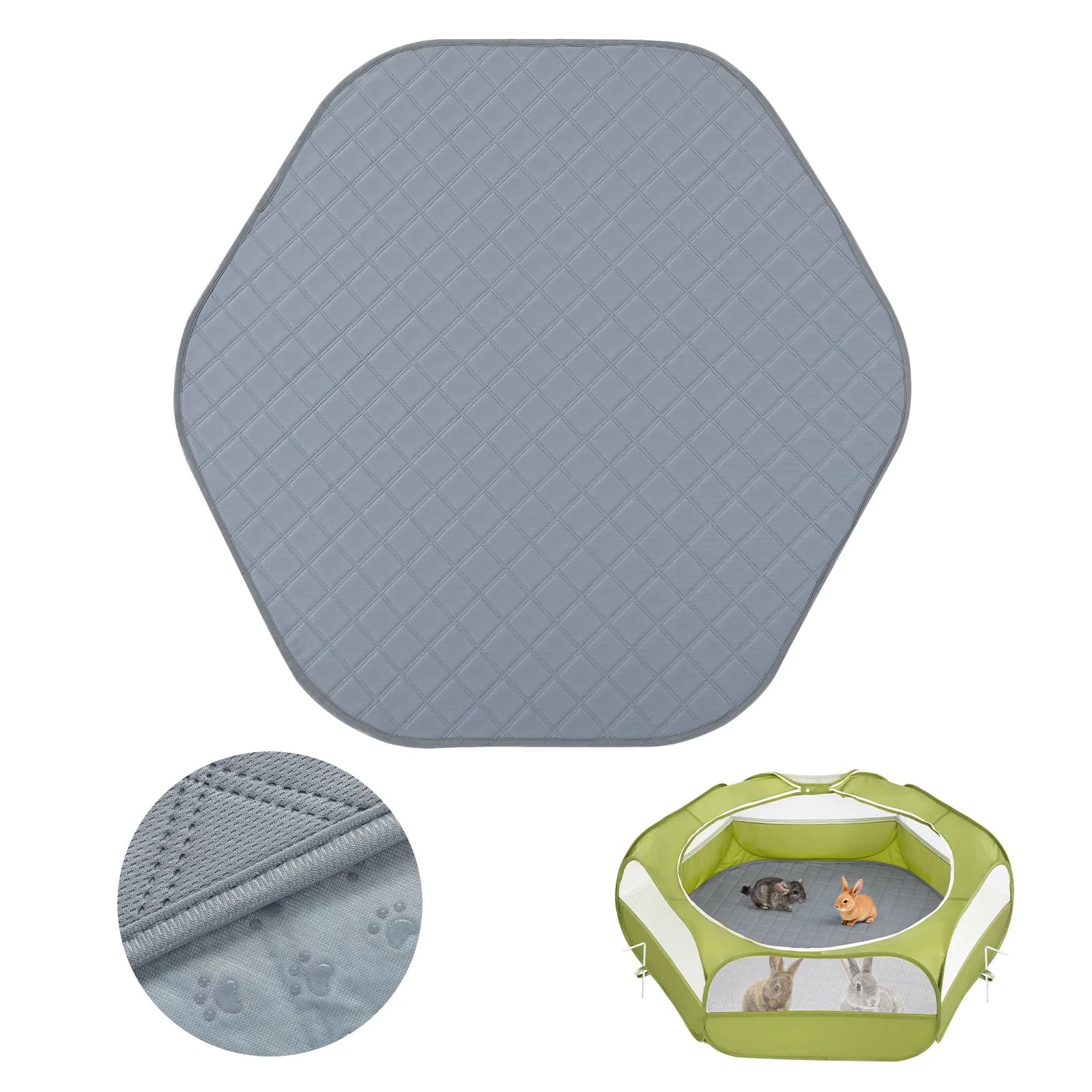 Tappetino Assorbente Pawaboo per Cani e Gatti, 44.5 Pollici, Tappetino Esagonale Assorbente per Animali Domestici, Riutilizzabile, Impermeabile, per Recinti e Tende