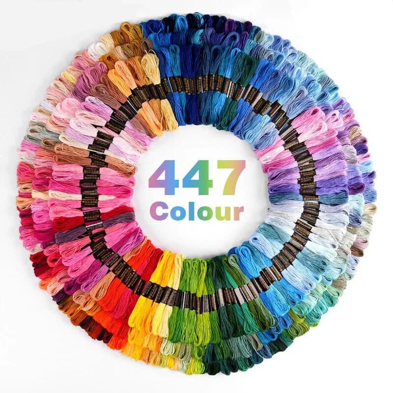 100/447Pcs Multicolor Embroidery Thread Cross Stitch Floss Kit DIY Sewing Tool Cotton Skeins-Embroidery Punch Needle Combo Set