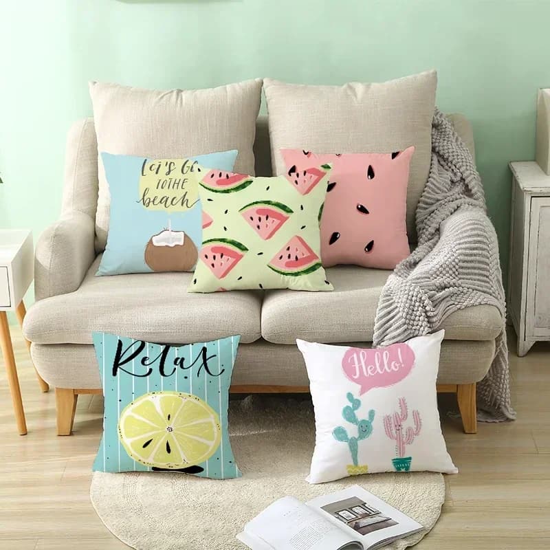 Fodera per cuscino stampata con cactus di frutta in stile tropicale con stampa corta in peluche per la fodera per cuscino decorativa del divano del soggiorno