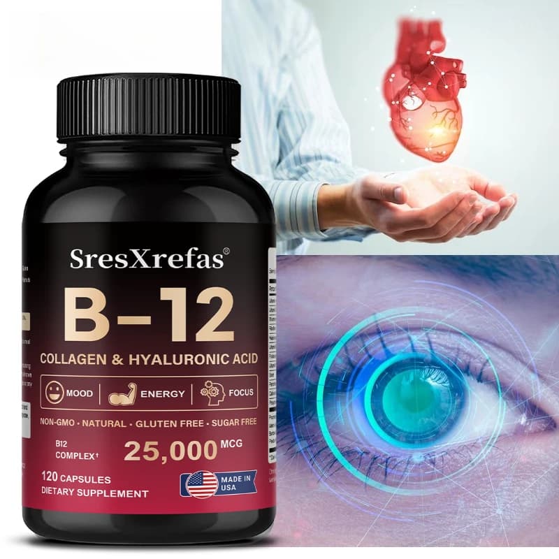 Vitamin B12 Capsules - Supports Energy Metabolism, Mood, Heart, Nervous System Support, Relieves Fatigue
