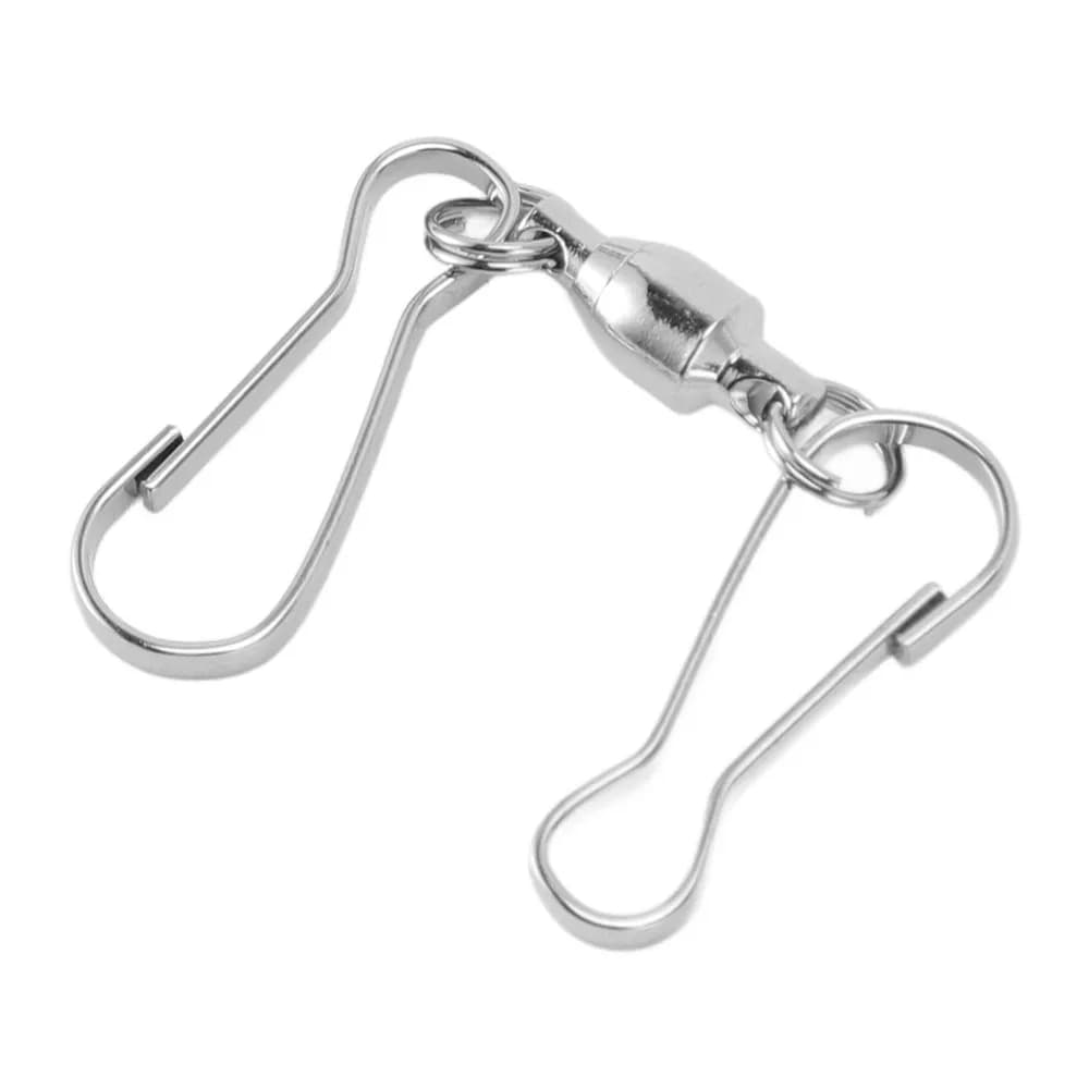 20Pcs Silver/Black Windsock Clips 360 Degree Rotation Dual Clip Wind Chime Hooks Stainless Steel 70mm Length