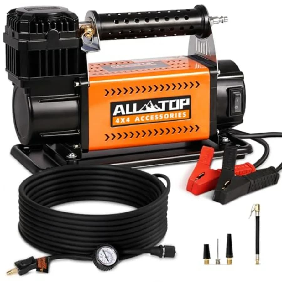 Kit compressore d'aria portatile 12V 7.06CFM Gonfiatore fuoristrada per camion SUV 4x4 RV Pompa d'aria resistente per pneumatici Max 150PSI Nero