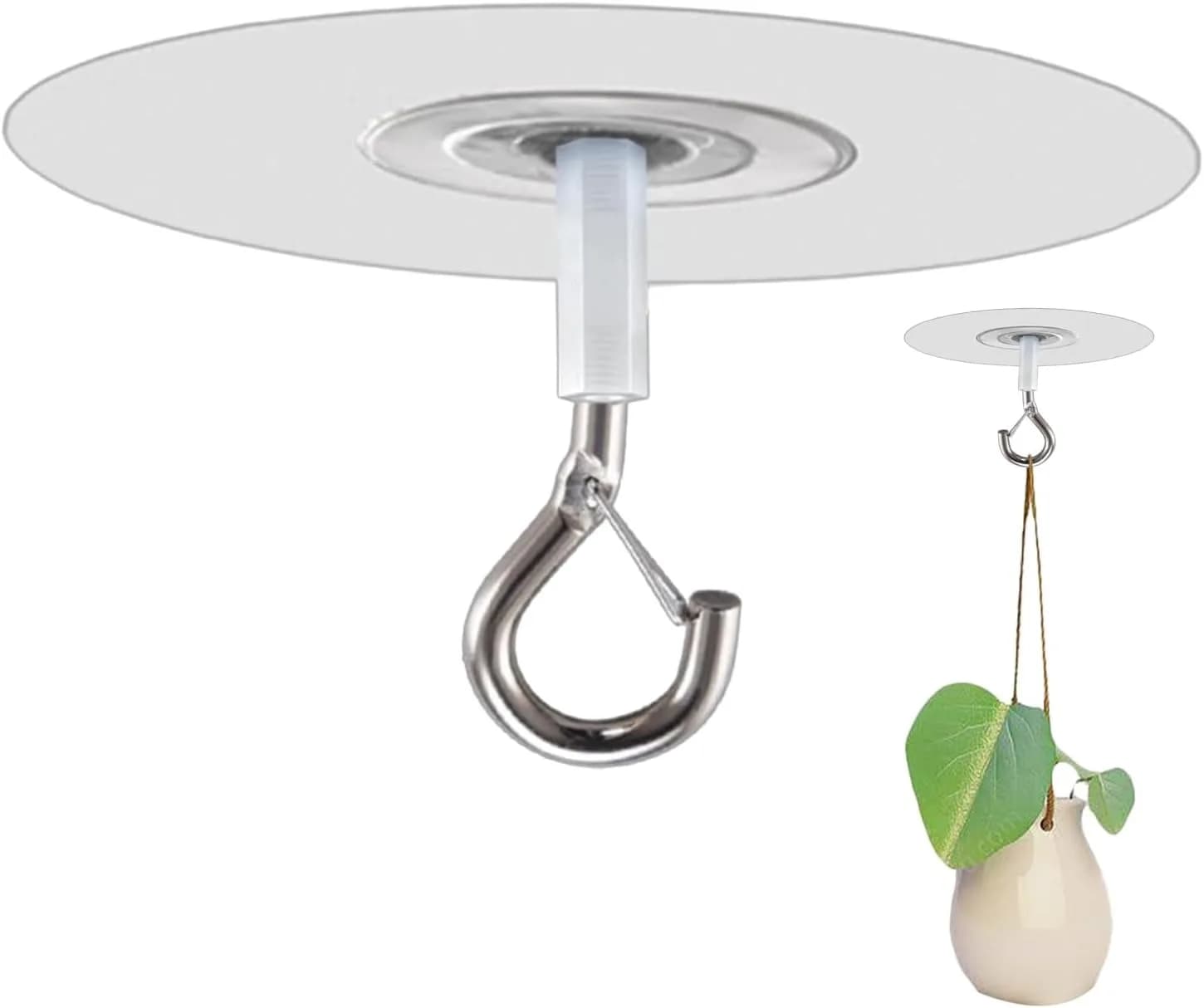 Strong Suction Cup Ceiling Hooks 5 Pack - Damage Free White J-Hooks for Home