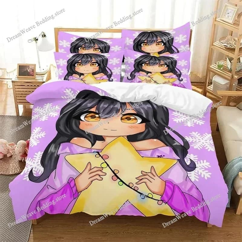 Set di Biancheria da Letto Aphmau My Street con Stampa 3D, Copripiumino e Federe, Misure Twin, Full, Queen, King per Arredamento Camera da Letto e Tessili per la Casa