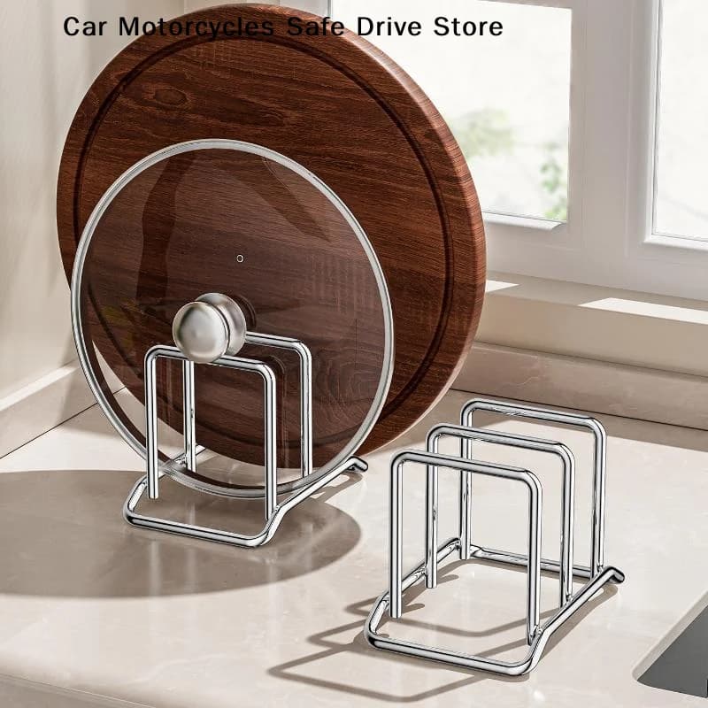 1/2pcs Stainless Steel Household Pot Lid Rack, Multipurpose Kitchen Cutting Board Storage Rack, Countertop Vegetable Board Rack