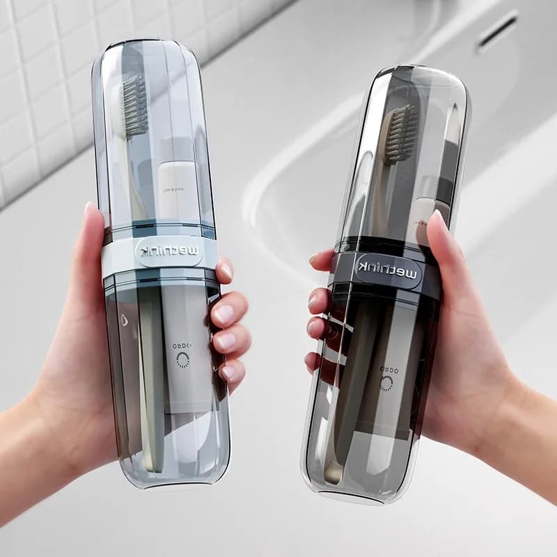 Set da Viaggio per Igiene Orale: Bicchiere Portatile per Collutorio, Porta Spazzolino Trasparente, Scatola Contenitore per Kit Essenziale di Cura Orale per Viaggi e Casa