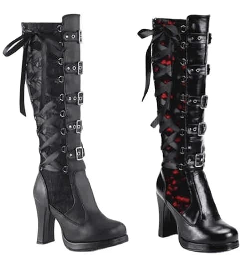 Stivaletti Chelsea alla caviglia con plateau gotico Donna New Rock Emo Chunky Grunge Zeppe Scarpe da moto Taglie grandi 43 Booty Donna