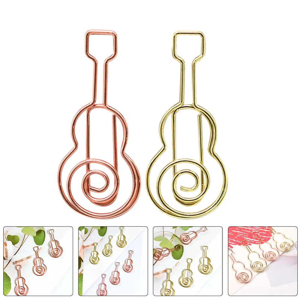 40 fermagli in metallo a forma di chitarra, a tema strumenti musicali, per segnare pagine, ideali per agenda, quaderno, diario, organizzazione, simpatici