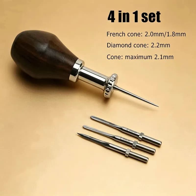 Kit di Strumenti YORKSHINE Serie T per Cuciture in Pelle con Punzone Diamantato Rotondo a Cambio Rapido per Lavorazione del Cuoio