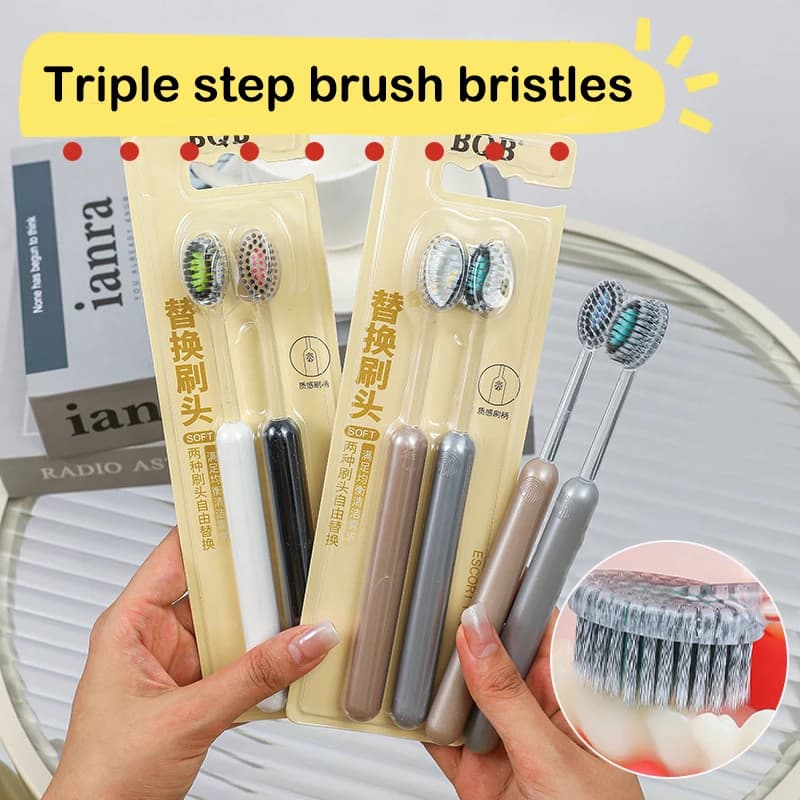 2 toothbrushes for mouth cleaning, with soft and ultra-fine bristles, for deep cleaning for adults, teeth whitening