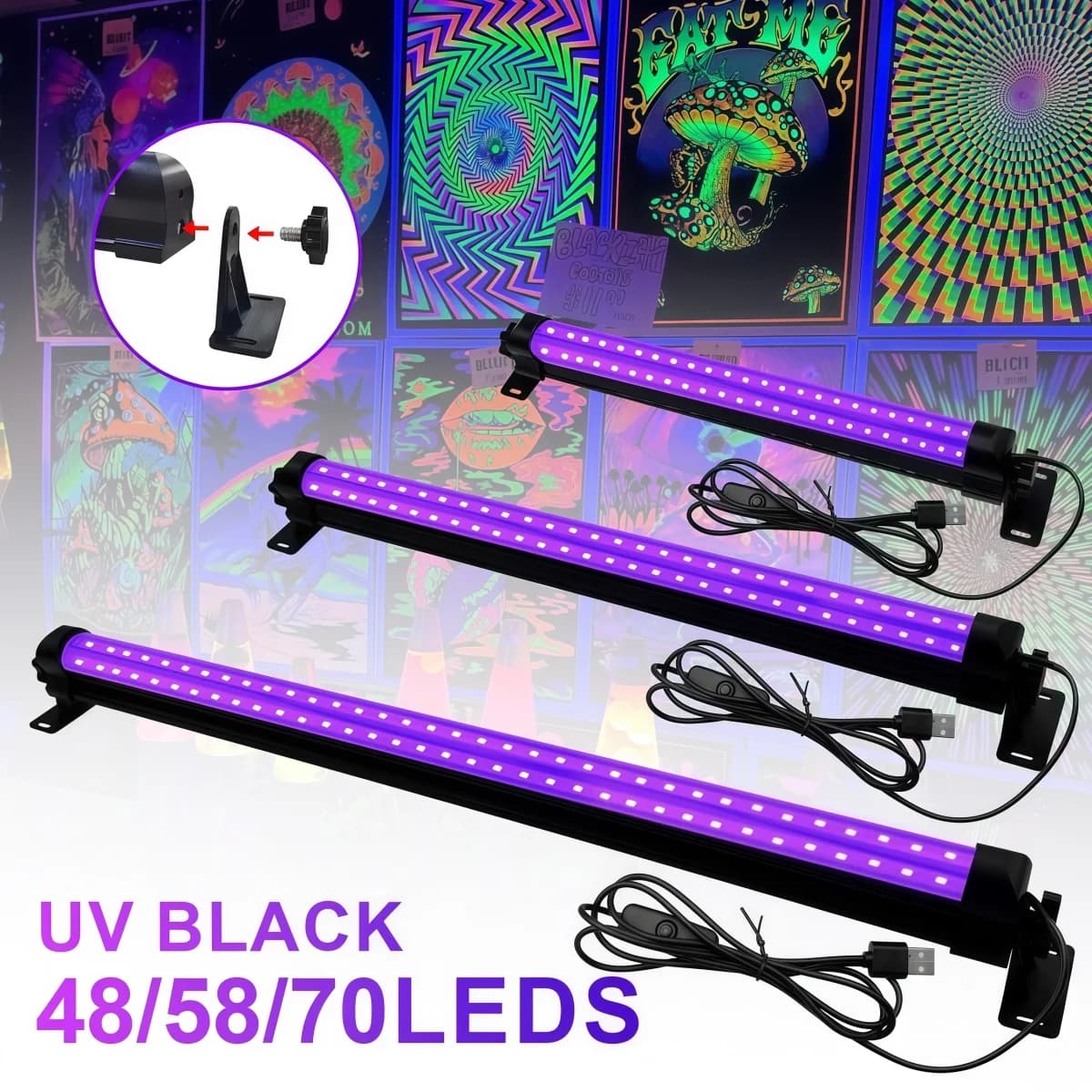 Lampada a LED UV a luce nera 395nm per feste, discoteche e palcoscenici, stile cornice, per feste di compleanno