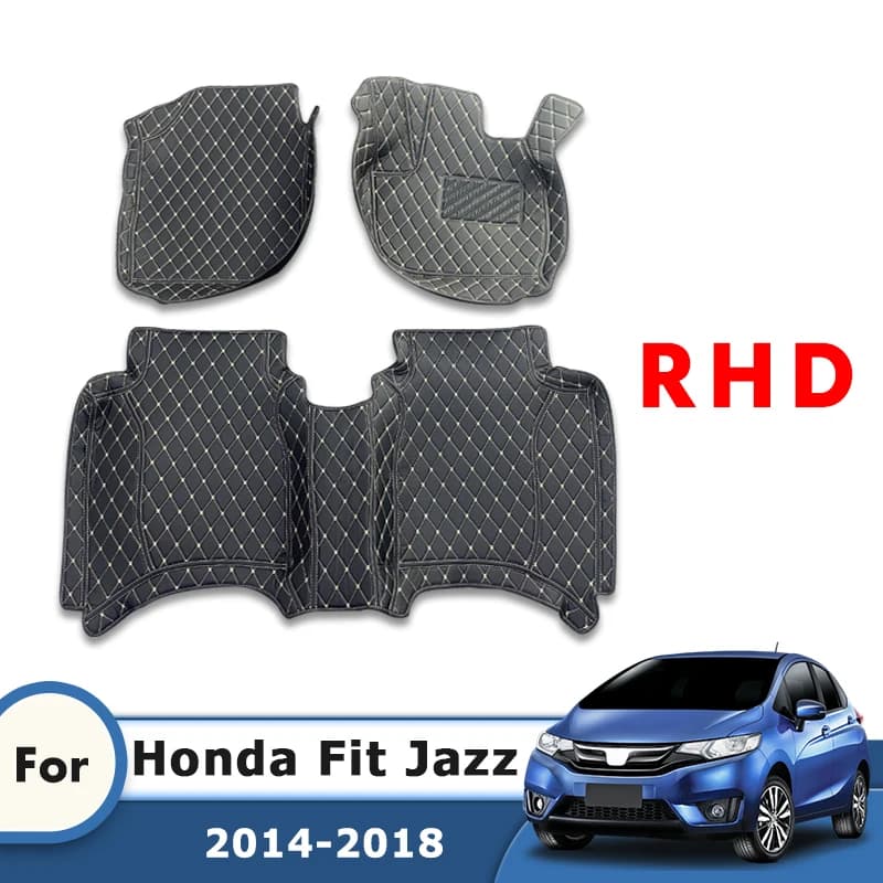 RHD Carpets For Honda Fit Jazz 5 places 2018 2016 2015 2014 Car mats Car hoods Interior accessories car cover waterproof