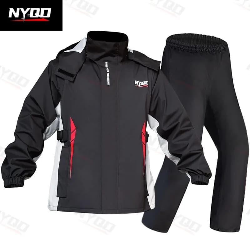 Impermeabile per Moto NYQD, Leggero, per Guida all'Aperto, Completo Divisibile, Antivento, Impermeabile, Giacca e Pantaloni per Motocicletta, Taglie M-3XL