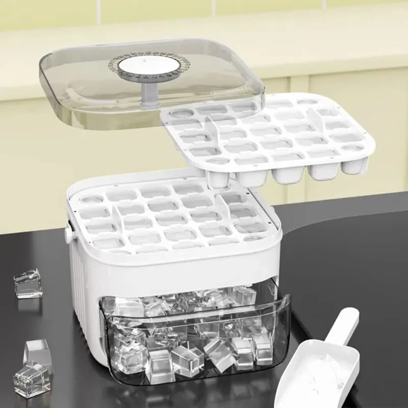 50 Grid Food Grade Ice Cube Mold Large Double Layer Ice Making Tray Press Lid Reusable Household Frozen Drink Kitchen Tool