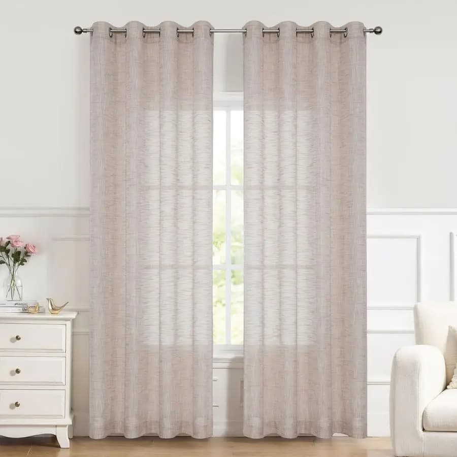 Transparent Metal Scenter Tent, Window Decoration, Linen Effect Fabric for Living Room and Bedroom, Christmas Drappening with Gr