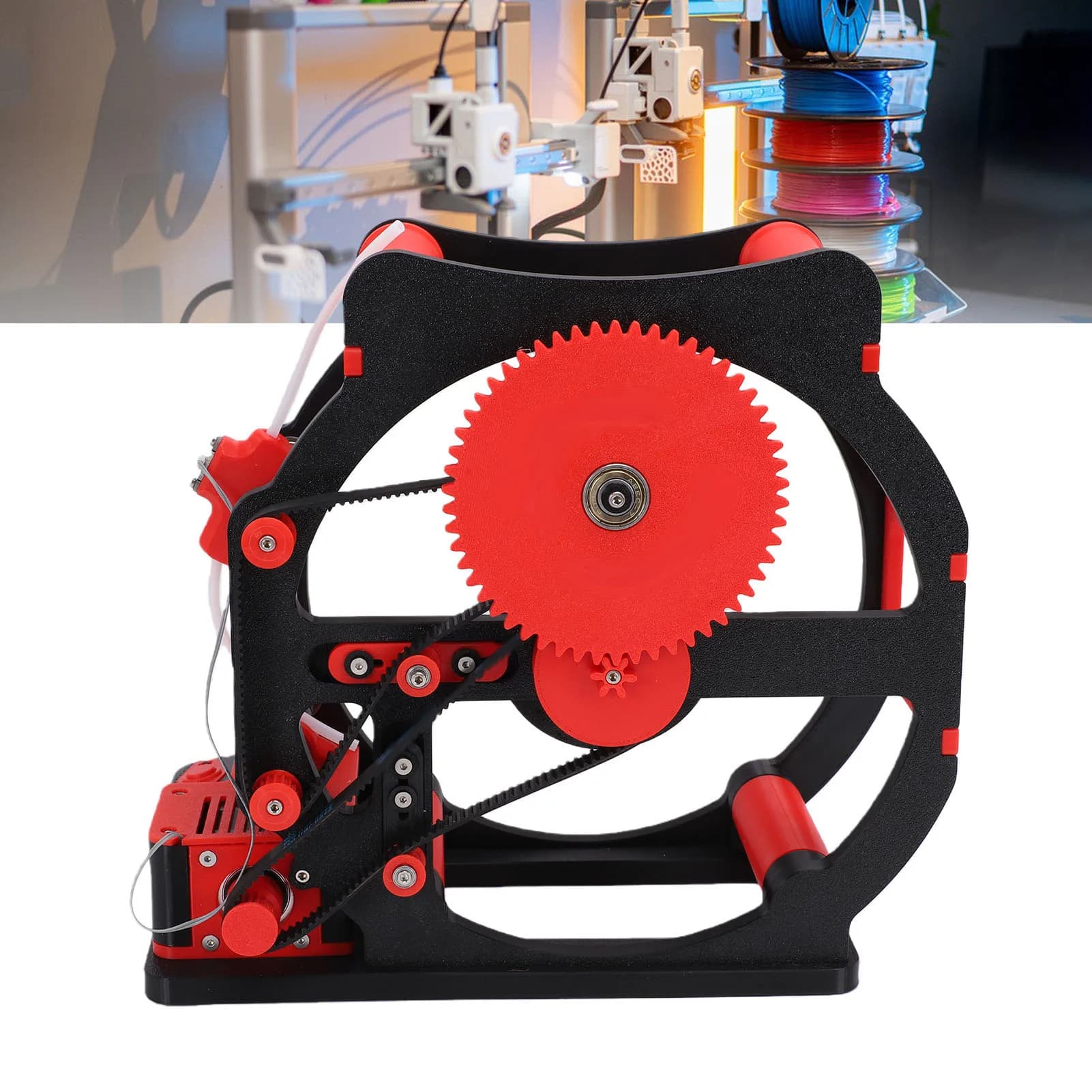 3D Printer Filament Respooler Electric Spool Winder for 1kg PLA PETG ABS TPU Nylon Adjustable Speed Intelligent Start Stop Red