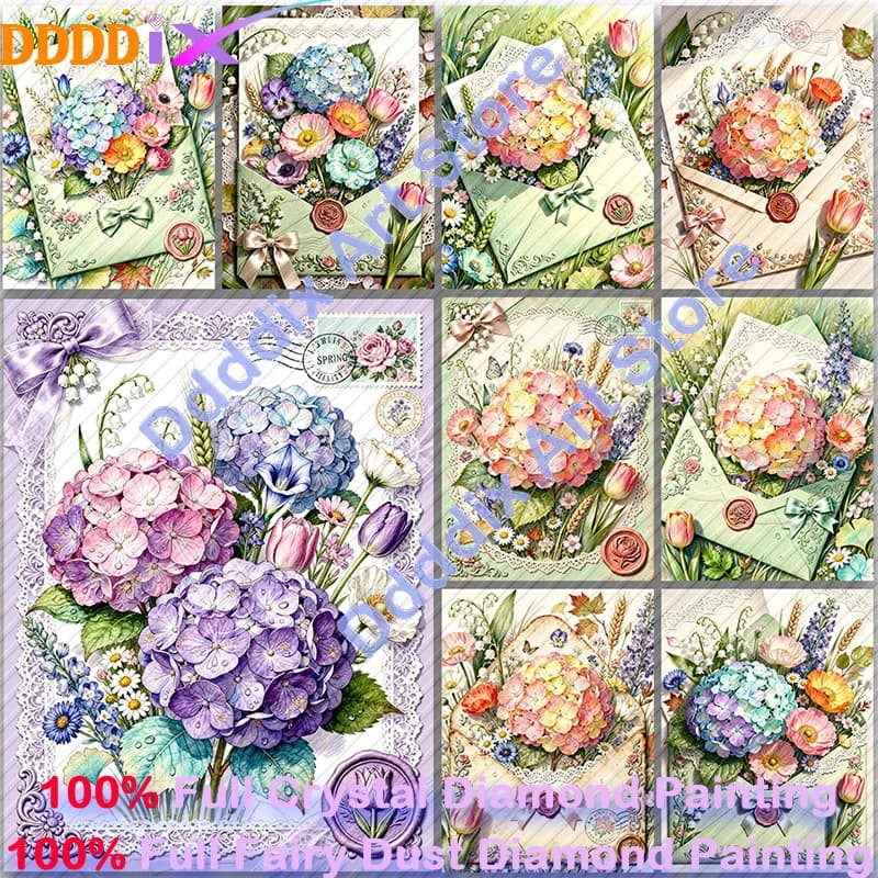 Embroidered Ball Flower Diamond Painting Art 100% Fairy Dust Crystal Diamond Mosaic Cross Stitch Kit Letter Paper DIY Decor Gift