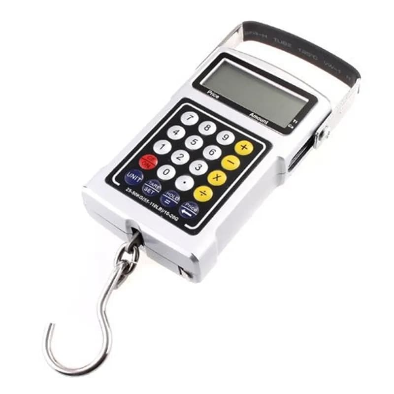 Vendita calda Bilancia digitale sospesa 50kg 20g Calcolatrice elettronica Termometro Bilancia per pesi con gancio per bagagli ad alta precisione
