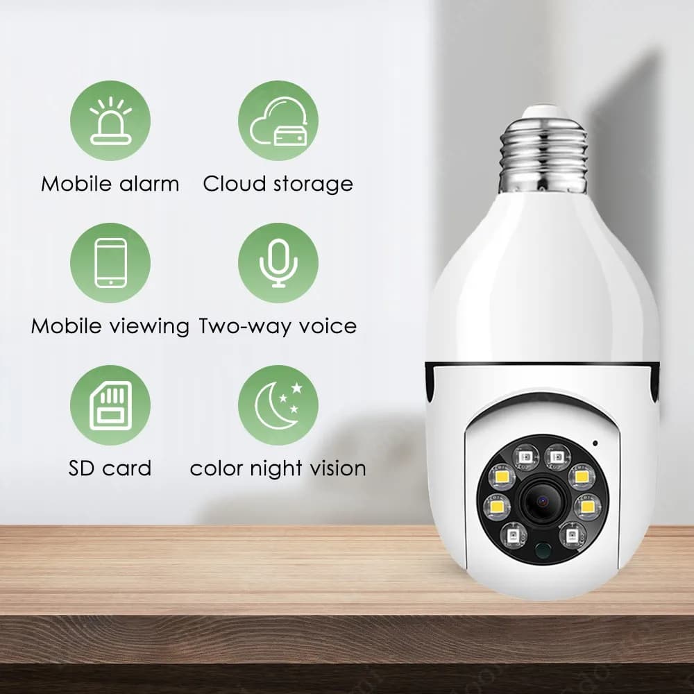 2MP 1080P V360pro/V380/Tuya/iCsee APP E27 PTZ Telecamera IP Dome a colori AI Rilevazione umanoide Sicurezza domestica CCTV Baby Monitor
