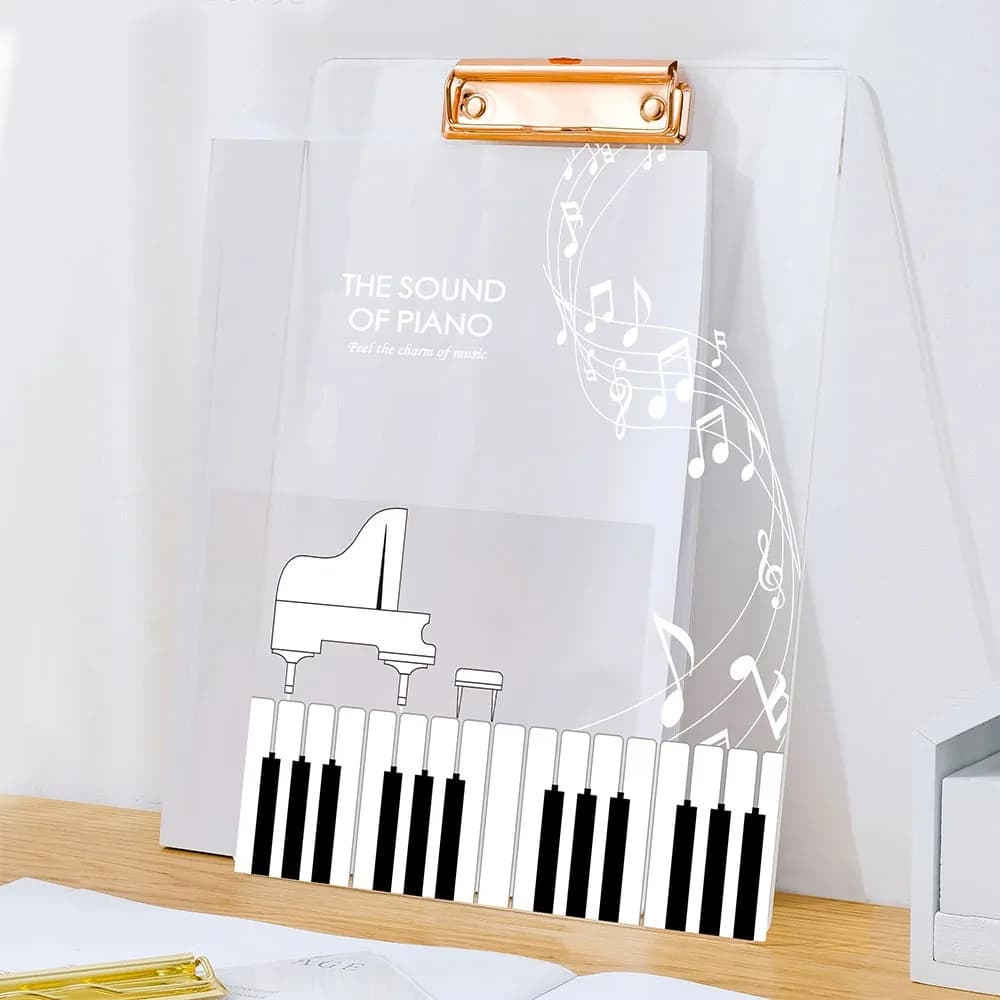 Cartella Portadocumenti A4 Trasparente con Tema Musicale, Clipboard Creativo Portatile per Scrittura e Archiviazione