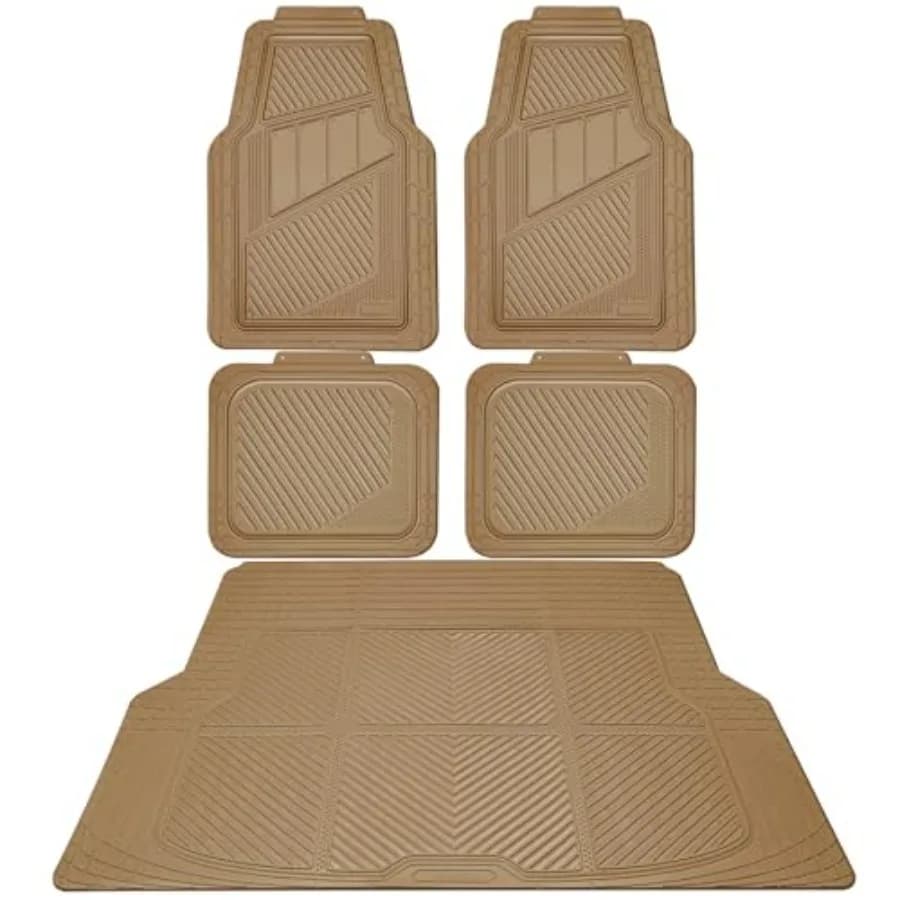 Tappetini in Gomma Resistenti Grigi per Auto, Set Completo con Rivestimento per Bagagliaio - Tappetini Universali Impermeabili per Auto, SUV e Camion