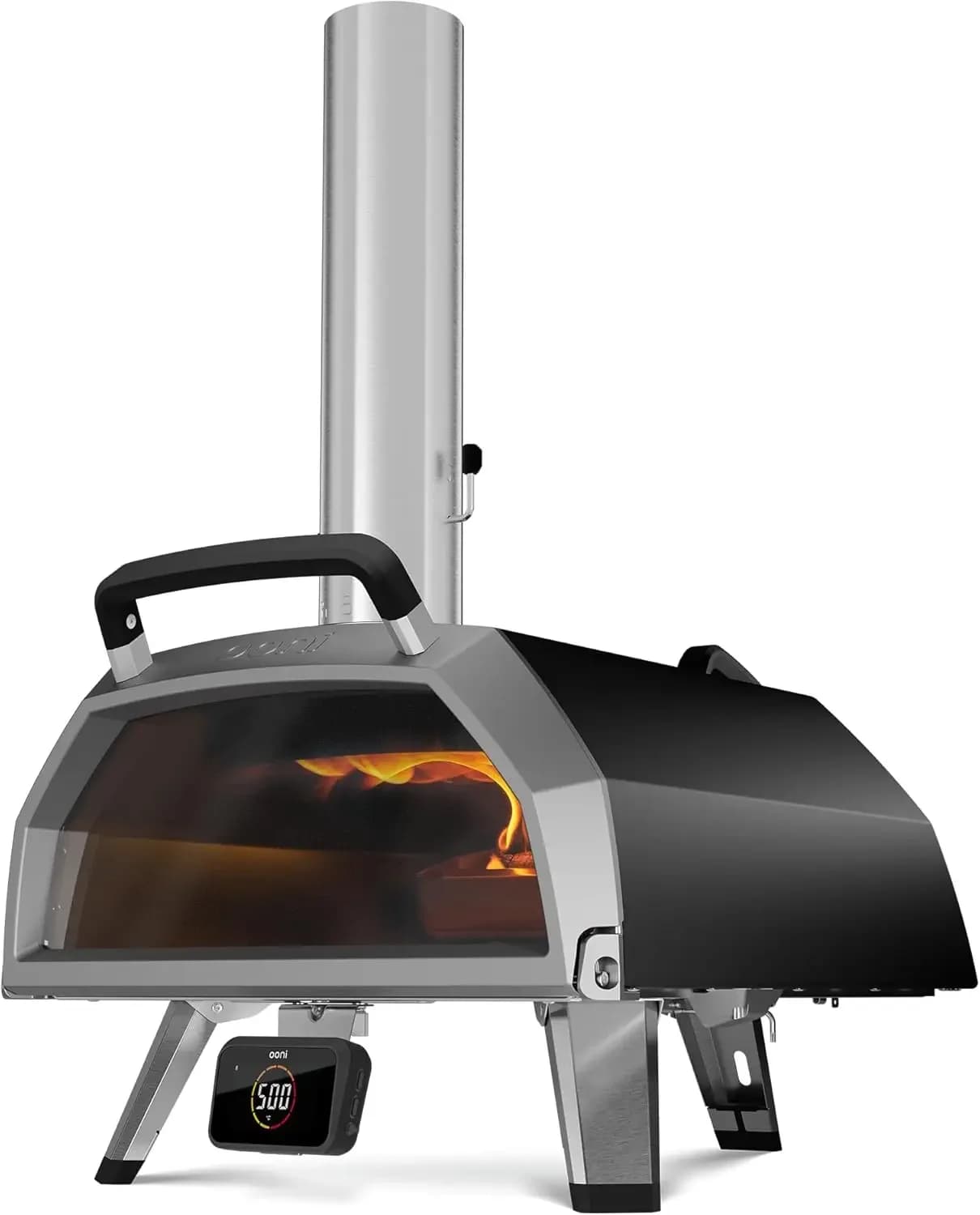Forno per Pizza da Esterno a Legna e Gas con Pietra Refrattaria e Termometro Integrato, Forno per Pizza da Esterno, Fornetto a Doppia Alimentazione per Pizza da 16 Pollici