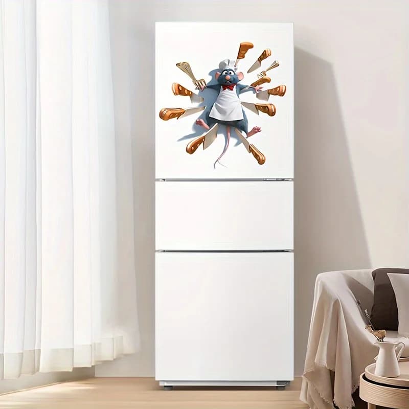 1 adesivo creativo per porta Ratatouille e design con magnete da frigorifero, modello di costume da chef, adatto per decorare armadi da soggiorno e ante di armadietti da cucina, ricrea facilmente scene divertenti