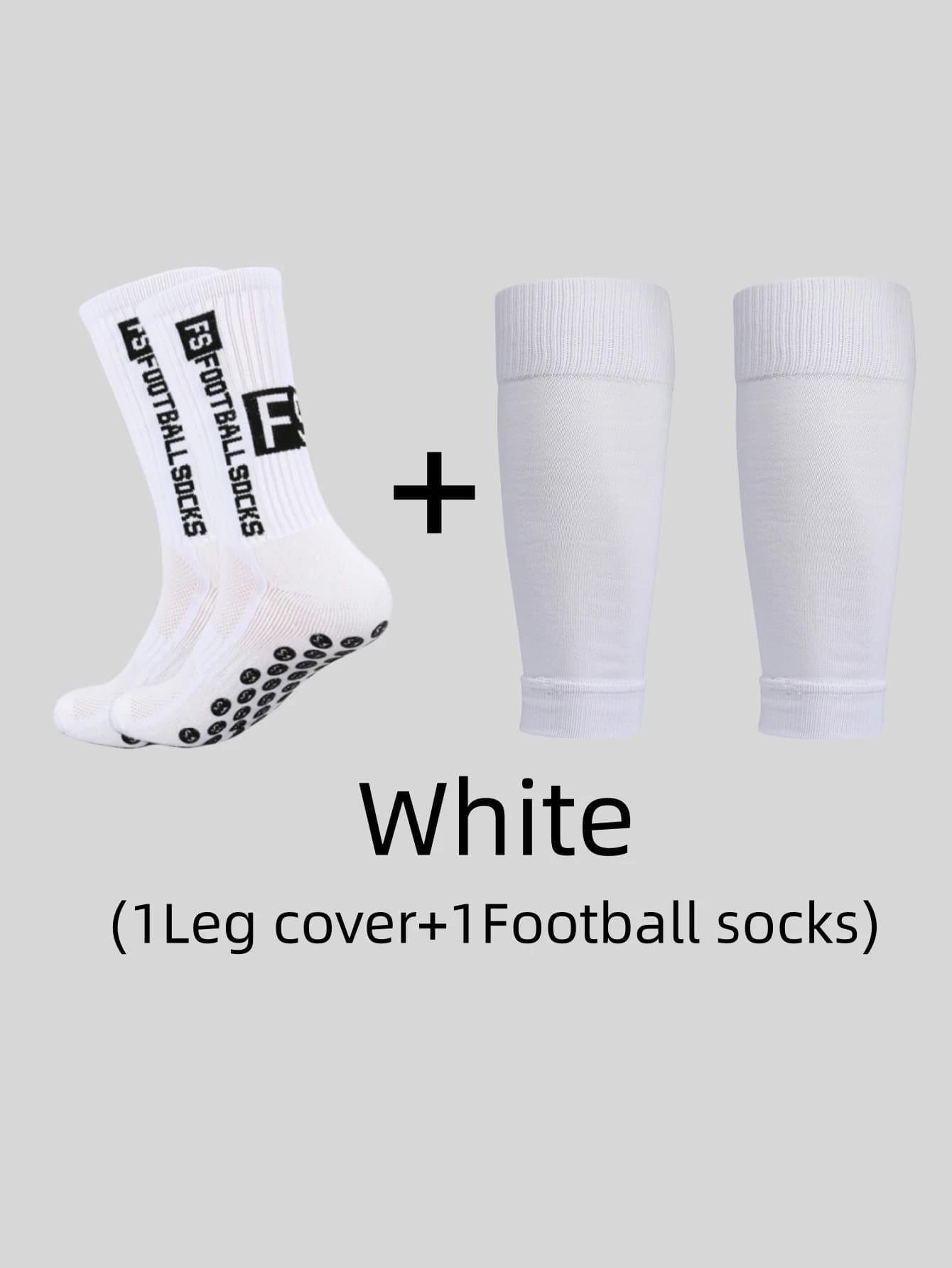 1 paio di calzini sportivi da calcio FS antiscivolo, resistenti al sudore e agli odori + protezioni per le gambe