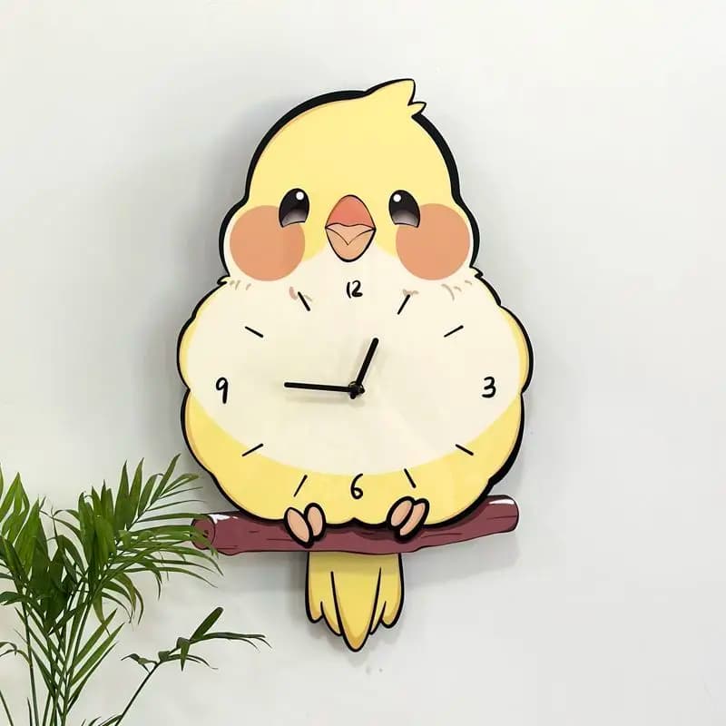 Orologio da Parete a Forma di Pappagallo in Acrilico e Legno, Decorazione per Soggiorno e Camera da Letto, Orologio Silenzioso al Quarzo