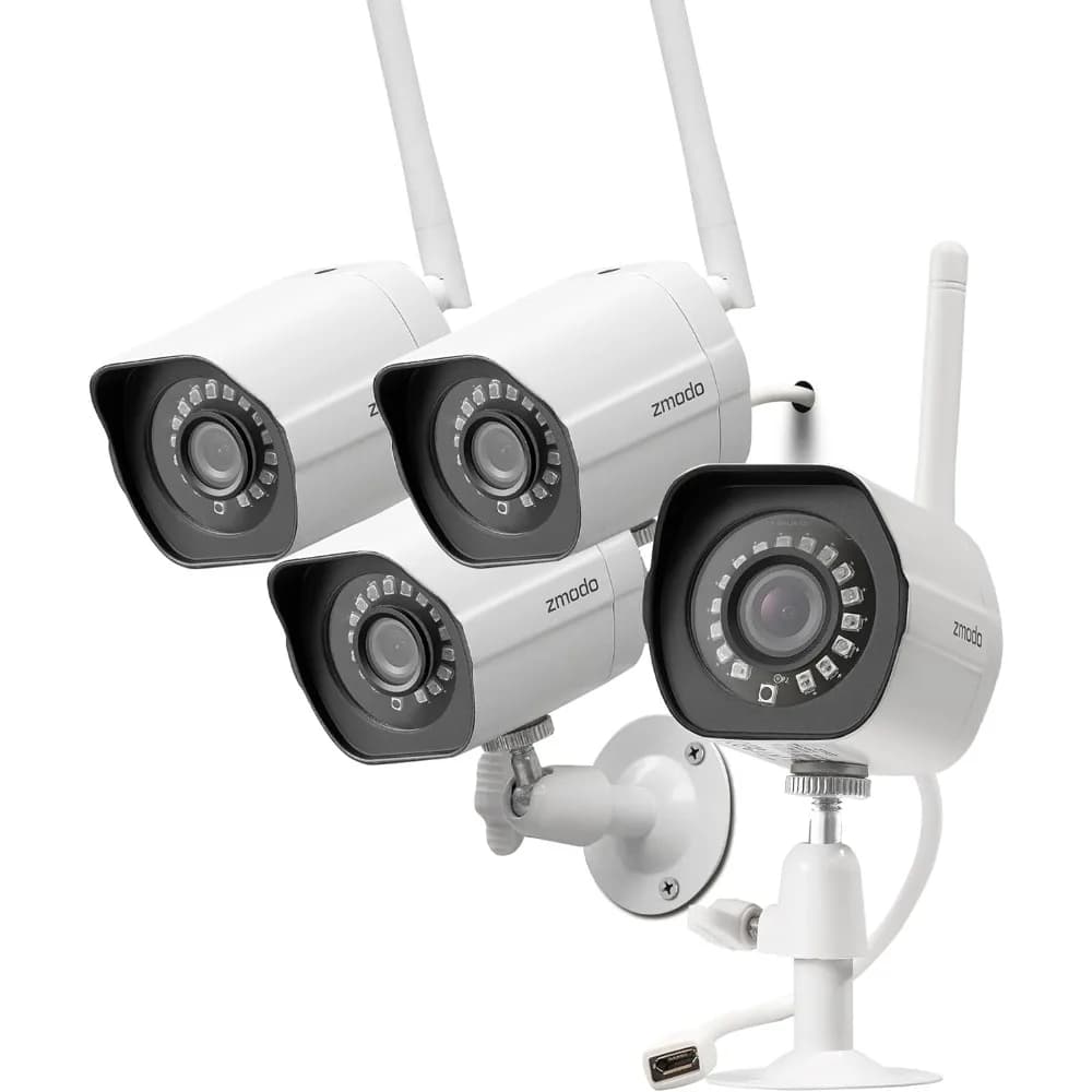 wifi external security cameras - full hd 1080p surveillance cameras for home security with night vision, ip 66 weatherproof, plu