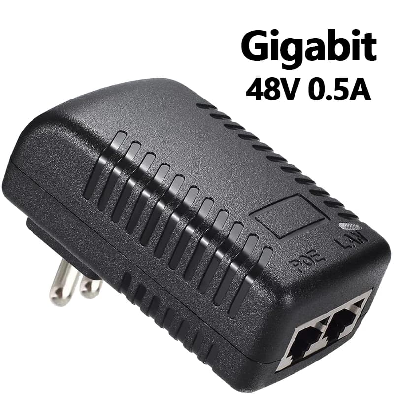 Adattatore di Alimentazione POE per Videosorveglianza CCTV 48V 0.5A con Spina EU per Iniettore, Telecamera IP Ethernet, Switch POE, NVR, Router