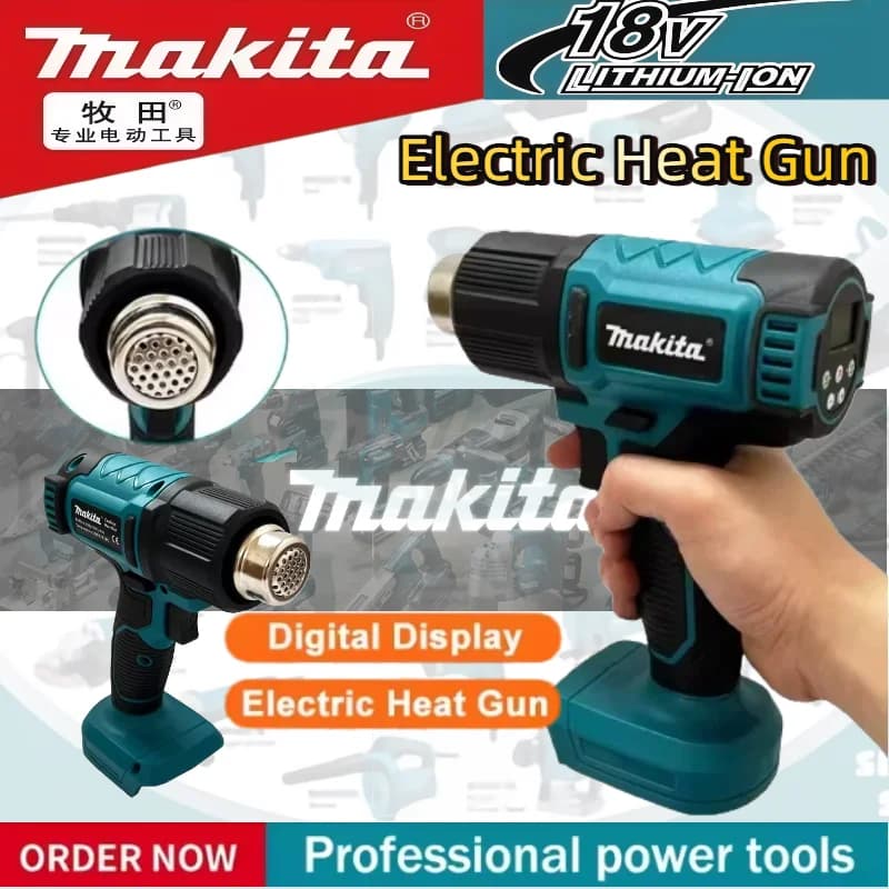 Makita 550 ° Pistola Termica a Controllo di Temperatura 18V Senza Fili con Display LED, Strumento di Saldatura e Soffiatore Termico