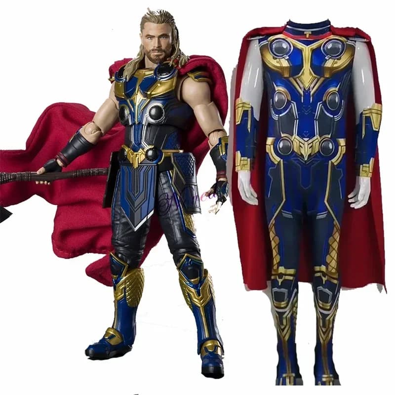 Adult Children Fantasy Halloween Thor Love and Thono Anime Costume Birthday Party Superhero Mantle Dress Set #1 #W