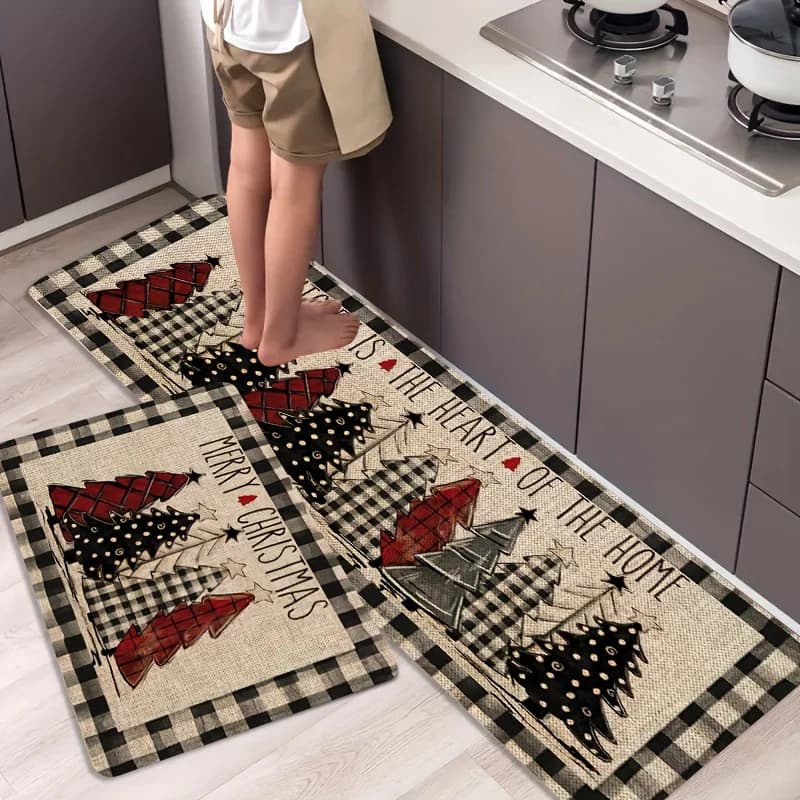 VIKAMA Soft Kitchen Mats Home Decor Anti-Slip Floor Rugs for Bathroom Bedroom - Modern Minimalist Design - Machine Washable