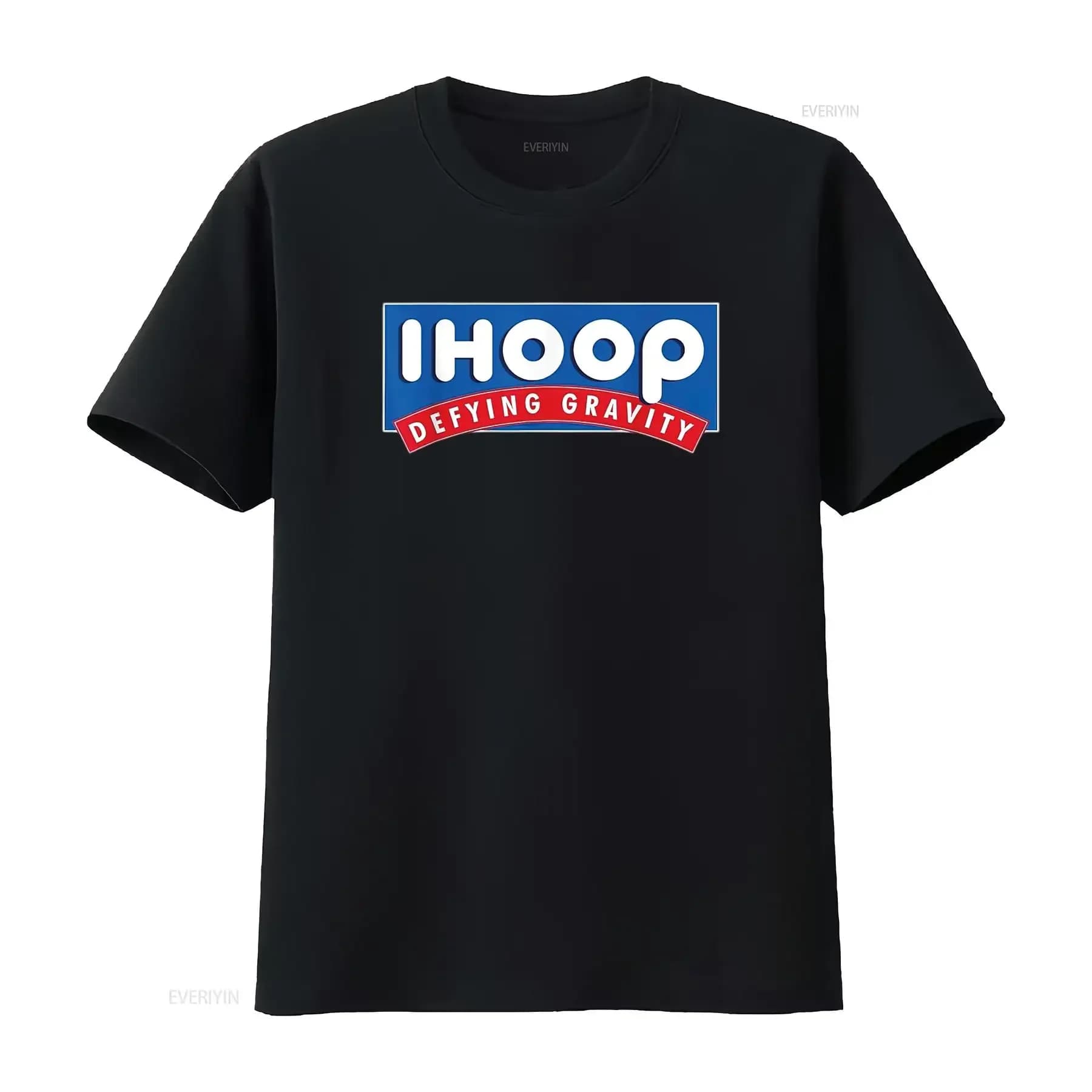 Maglietta da basket da basket da uomo Ihoop I Hoop Defying Gravity nera grande vintage lavata casual allungata elegante