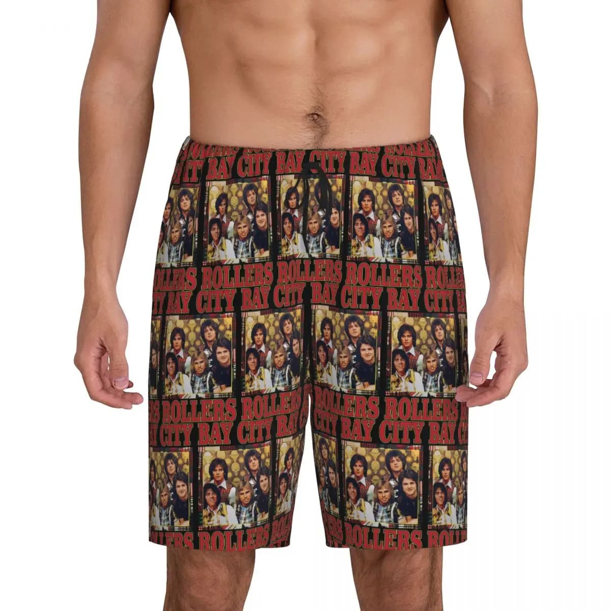 Custom Band Bay City Rollers Music Rock Retro Vintage Short Pajama Pants Men Sleepwear Sleep Lounge Bottom Shorts Sleeping Pants