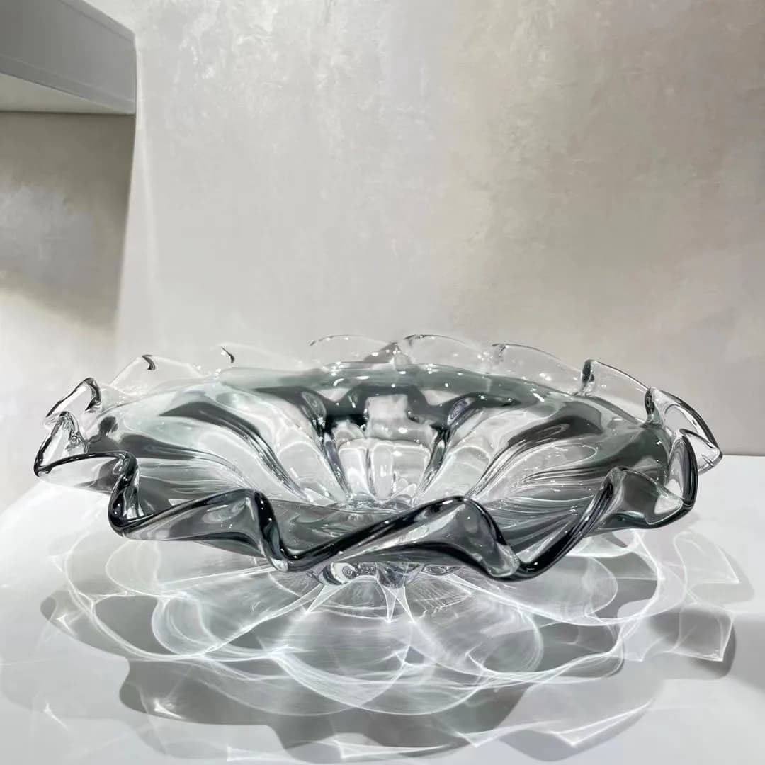 Piatto per frutta in ceramica con sfumature blu, vassoio porta snack e frutta secca, decorazione per tavolino da salotto e camera da letto