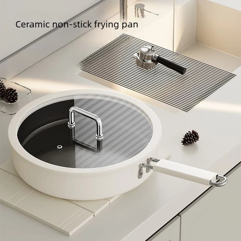 New Ceramic Coated Non Stick Fry Pan Home Steak Cooker Universal Stove Flat Base No Raised Bottom Sturdy Long Lasting for Family