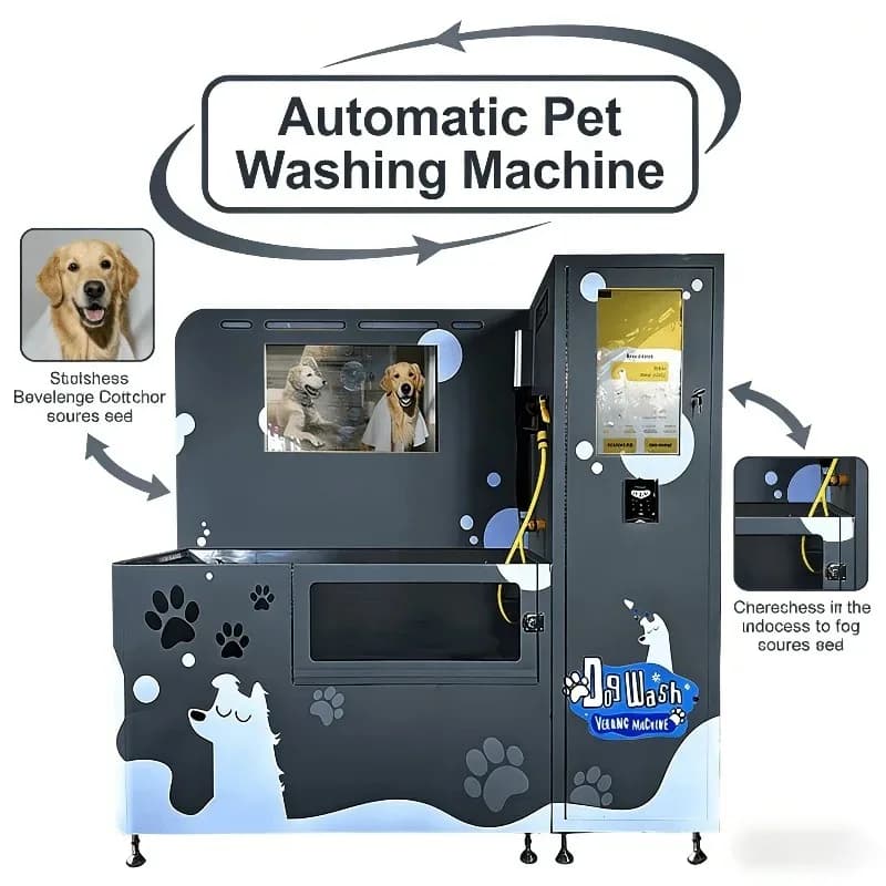 Stazione di Lavaggio Professionale per Cani Self-Service con Funzione di Asciugatura ad Acqua Calda per Toelettatura Interna ed Esterna