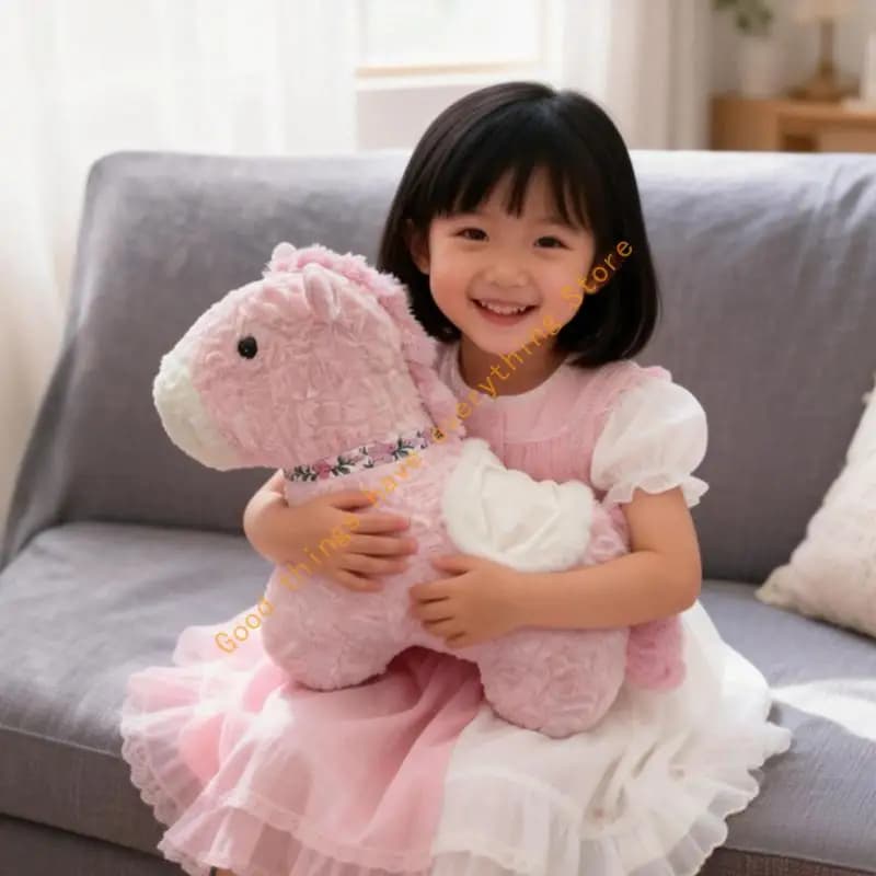 Chinese Zodiacs Pink Horse Furry Pillow for Festives New Year Decorations 55KF