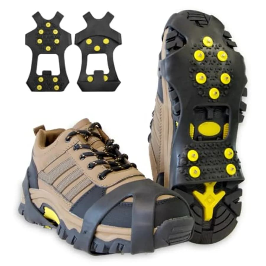 Ice Cleats, Ice Grippers Traction Cleats for Shoe and Boots Non-Slip Overshoe with 10 Steel Studs Cleats Prevent Outdoor Activi