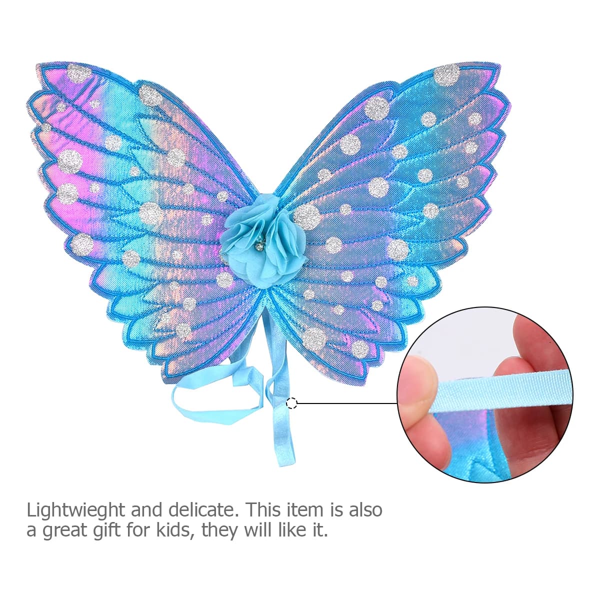 Ali di farfalla colorate per bambini vestono oggetti di scena per spettacoli di angelo Accessori per costumi da festa blu leggeri