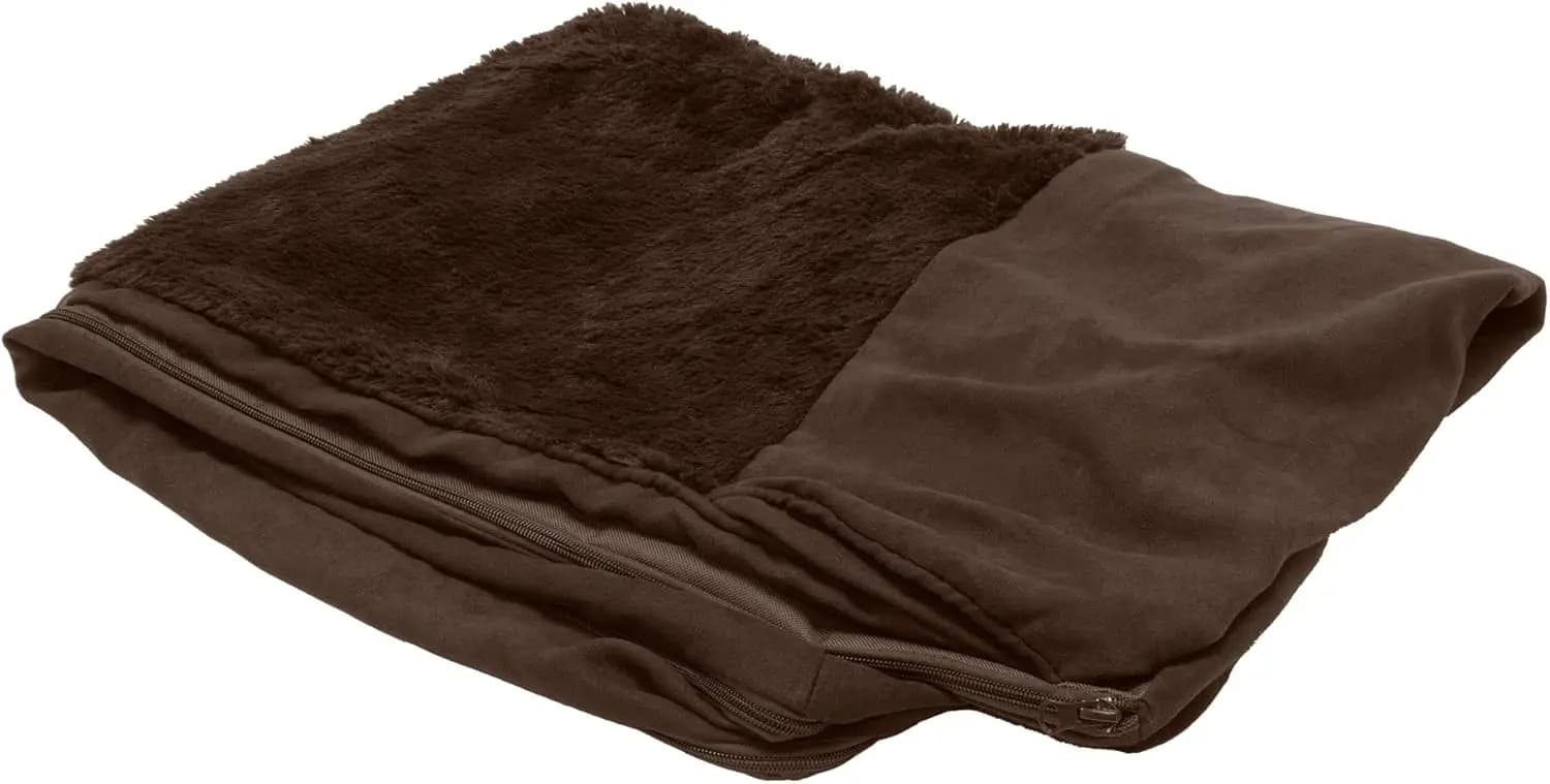 Copertura di Ricambio per Cuccia per Cani in Peluche e Camoscio, Stile Divano, Lavabile in Lavatrice - Espresso, Jumbo (Extra Large)